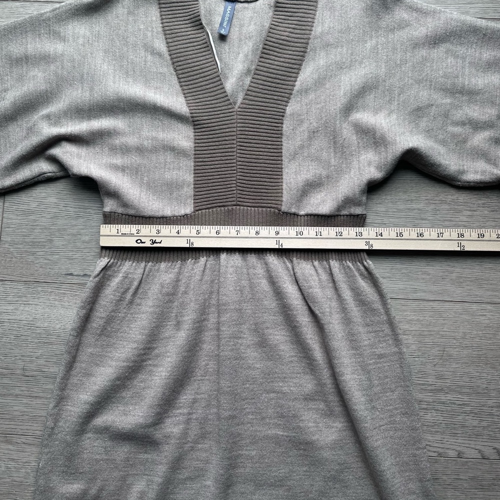 Massini Sweater Dress Brown Cream Colorblock V Neck Size S - Picture 3 of 7